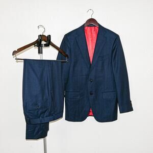 SUITSUPPLY $899 Blue Bird's Eye Sienna Suit Vitale Barberis Canoco 38R